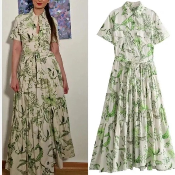 Zara belted green floral maxi dress - Picture 5 of 6